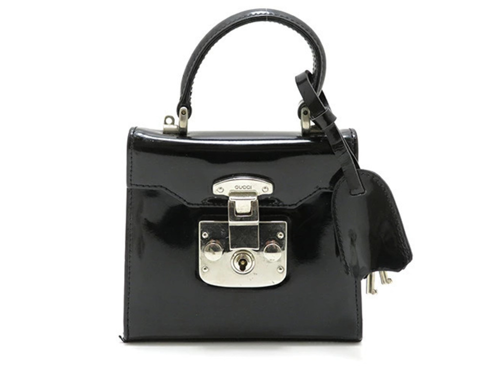 Gucci shoulder bag Patent Vernis leather black